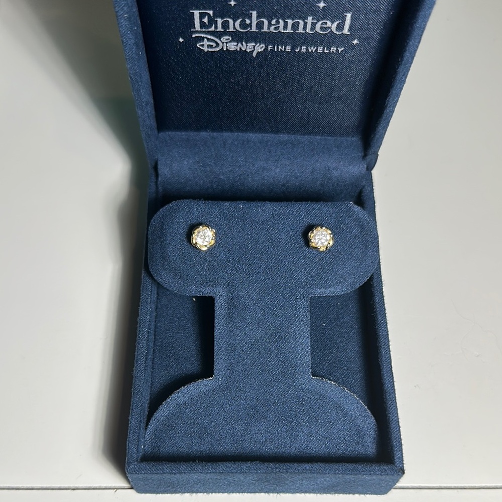 Disney Enchanted Fine Jewelry Solitaire Gold Diamond Belle Earrings